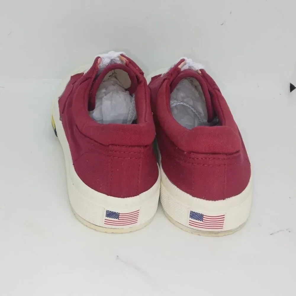 LIMITED AMERICA Womens Designer Red & White Fashion Sneakers - Size:7M